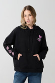 Buzo oversize negro con capota y diseños de Minnie