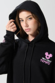 Buzo oversize negro con capota y diseños de Minnie