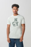 Camiseta college unicolor cuello redondo con contrastes