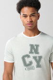 Camiseta college unicolor cuello redondo con contrastes