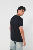 Camiseta college unicolor cuello redondo con contrastes