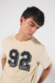 Camiseta unicolor college oversize con manga corta