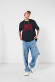 Camiseta unicolor college oversize con manga corta