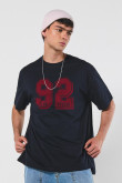 Camiseta unicolor college oversize con manga corta