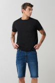 Bermuda en jean tiro bajo slim azul oscura con cremallera