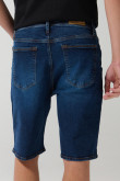 Bermuda en jean tiro bajo slim azul oscura con cremallera