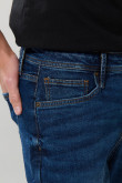 Bermuda en jean tiro bajo slim azul oscura con cremallera