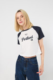 Camiseta unicolor con manga ranglan corta college