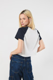 Camiseta unicolor con manga ranglan corta college