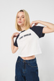 Camiseta college con manga ranglan en contraste unicolor