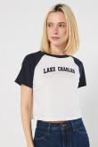 Camiseta college con manga ranglan en contraste unicolor