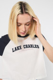 Camiseta college con manga ranglan en contraste unicolor