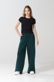 Pantalón jogger unicolor con bolsillos y bota ancha