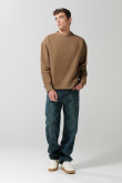 Buzo perchado unicolor cuello redondo oversize