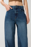 Jean baggy azul tiro medio con cremallera y bota ancha