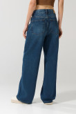 Jean baggy azul tiro medio con cremallera y bota ancha