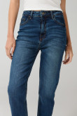 Jean mom con tiro súper alto azul oscuro y bota recta