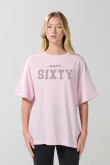 Camiseta oversize cuello redondo unicolor con texto college