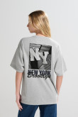 Camiseta unicolor oversize manga corta college