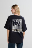 Camiseta unicolor oversize manga corta college