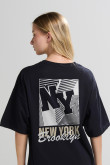 Camiseta unicolor oversize manga corta college