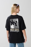 Camiseta unicolor oversize manga corta college