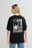 Camiseta unicolor oversize manga corta college