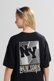 Camiseta unicolor oversize manga corta college