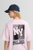 Camiseta unicolor oversize manga corta college