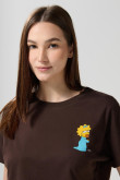 Camiseta café crop top oversize con diseño de Los Simpson