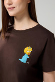 Camiseta café crop top oversize con diseño de Los Simpson