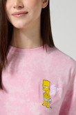 Camiseta oversize rosada tie dye con artes de Los Simpson