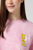 Camiseta oversize rosada tie dye con artes de Los Simpson