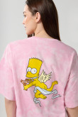 Camiseta oversize rosada tie dye con artes de Los Simpson