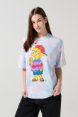Camiseta crema oversize tie dye con arte de Los Simpson