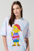 Camiseta crema oversize tie dye con arte de Los Simpson