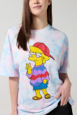 Camiseta crema oversize tie dye con arte de Los Simpson