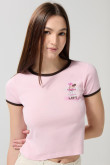 Camiseta de Minnie rosada manga corta con contrastes