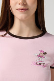 Camiseta de Minnie rosada manga corta con contrastes