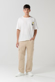 Camiseta crema clara oversize manga corta de Snoopy
