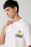 Camiseta crema clara oversize manga corta de Snoopy