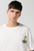 Camiseta crema clara oversize manga corta de Snoopy