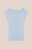 Camiseta ajustada cuello bandeja unicolor y manga corta