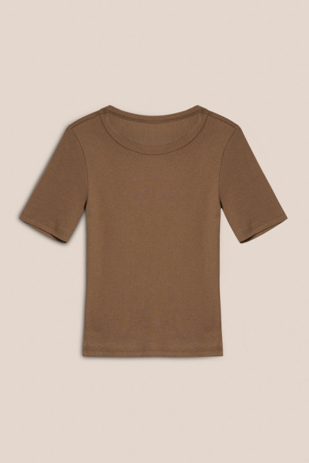 Camiseta unicolor manga corta con finas texturas de canal