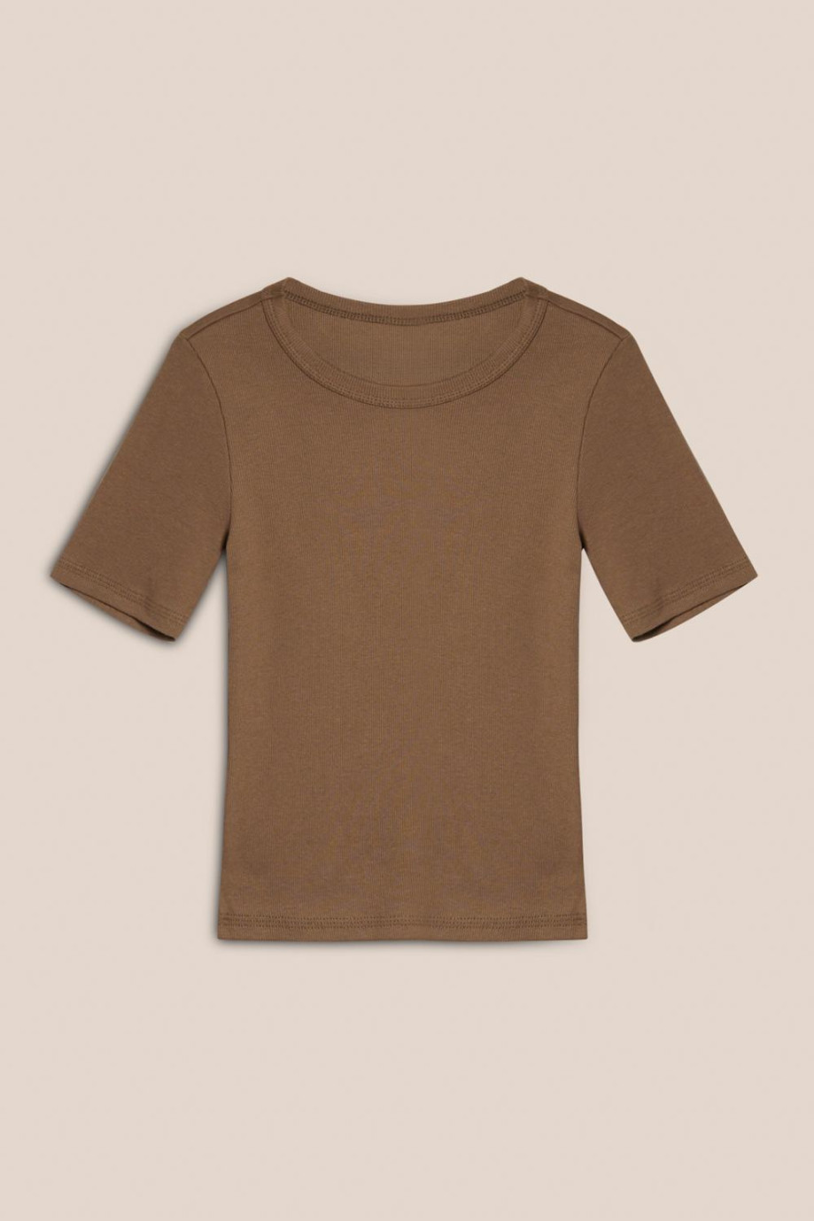 Camiseta unicolor manga corta con finas texturas de canal