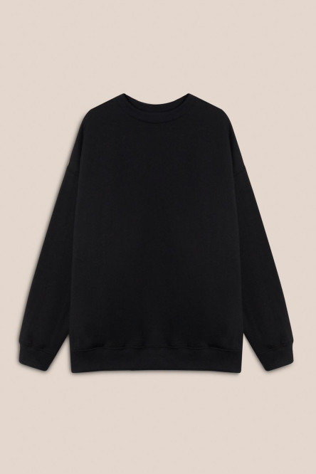 Buzo cuello redondo oversize unicolor con manga ranglan