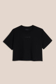 Camiseta unicolor crop top con texto minimalista