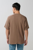 Camiseta unicolor oversize manga corta con texturas