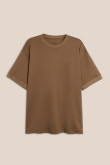 Camiseta oversize manga corta en algodón unicolor