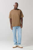 Camiseta oversize manga corta en algodón unicolor